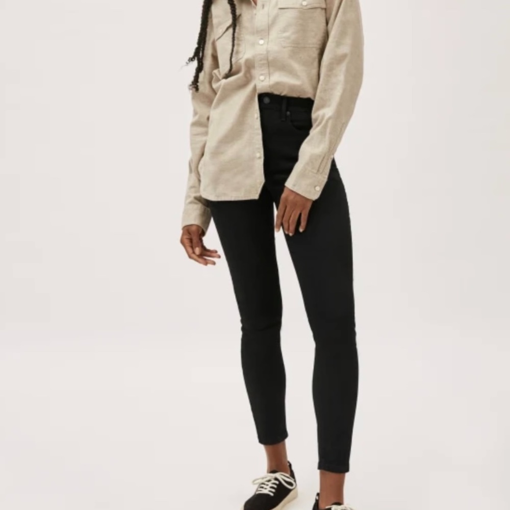 NWT Everlane Authentic Stretch High-Rise Skinny Ankle Jeans Size 23 Black